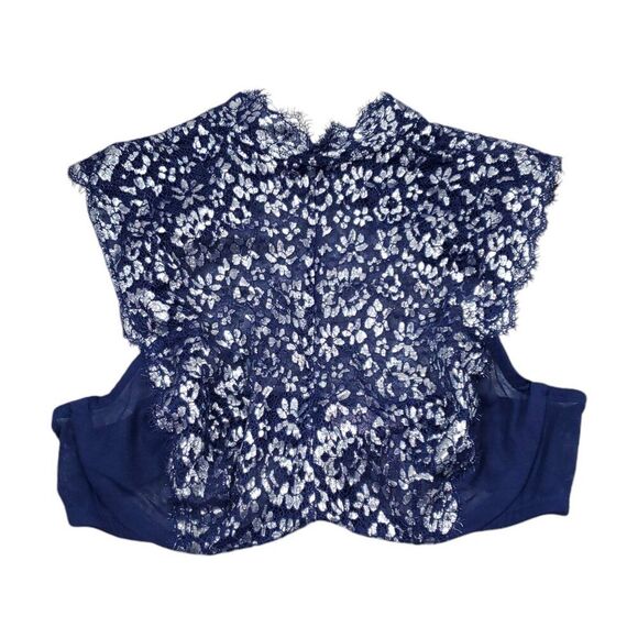 Victoria's Secret Dream Angels Blue Silver Unlined High Neck Demi Bra 34D - Picture 1 of 5